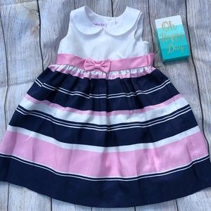 3T Dress Jessica Ann Blue, pink & white stripe